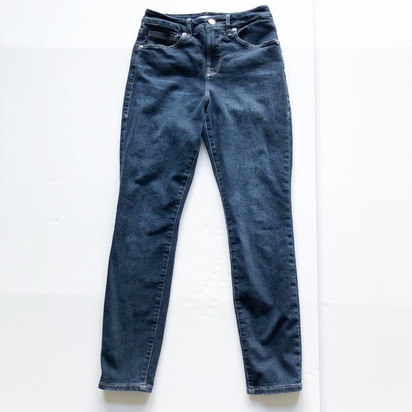 GOOD AMERICAN Good Legs Crop Blue260 Dark Wash Skinny Jeans Womens 26 - Picture 3 of 9